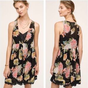 Anthropologie Maeve Violetta Floral Dress Babydoll Size XS Boho Summer